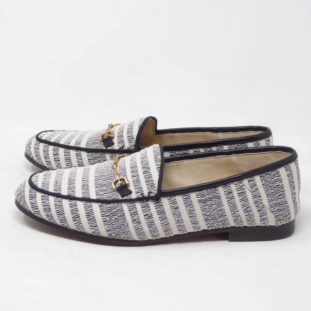 Sam Edelman Womens Loraine Loafers Navy White Striped Bit Detail 7.5